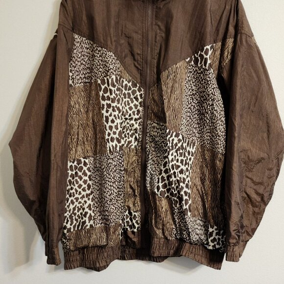 Vtg Windbreaker Maggie Barnes Animal Print Patches Women 1 X Athleisure Y2K - Picture 4 of 15